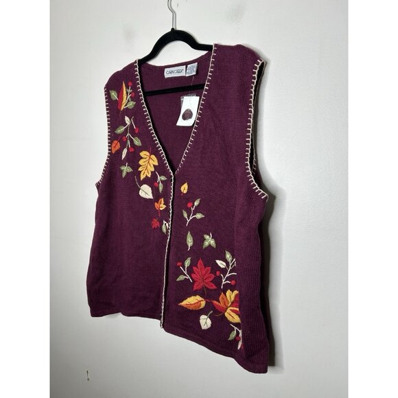 Cabin Creek Fall Leaves Knit Sweater Vest Grandma Cottage Vintage Size 1X NWT - Picture 6 of 7